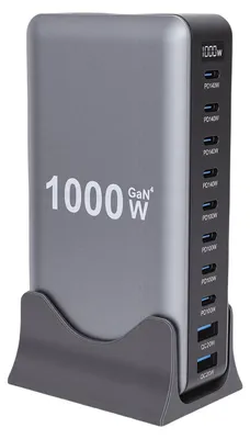 Obrázok produktu pre 1000 W USB C nabíjacie stanica GaN III Pro 10 portov 140 W PD PPS rýchla nabíjacie stanica Hub pre notebooky, tablety, smartfóny, EU zástrčka