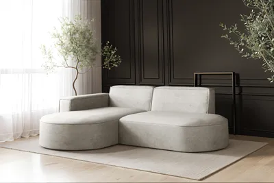 Produktbild von Kaiser Möbel Sofa L-Form Modena, Ecksofa Modern Und Komfort Stoff Salvador Links Hellgrau