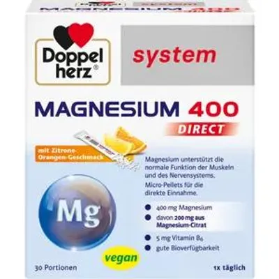 Imagen del producto de Doppelherz Magnesio 400, sistema directo en gránulos, 30 unidades