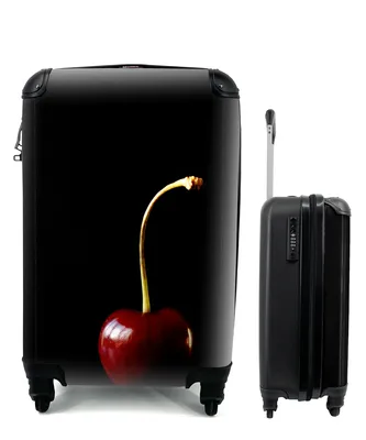 Produktbild von MuchoWow® Koffer Handgepäck Trolley Rollkoffer Kleine Reisekoffer mit 4 Rollen - Kirsche - Schwarz - Cabin Size < 55x40x23 cm & 55x40x20 cm - Fotokoffer - Kabinenkoffer - Boardgepäck - Reise-Box - Reisekoffer - Reisegepäck - Koffer mit Bild - Trolley für Kinder