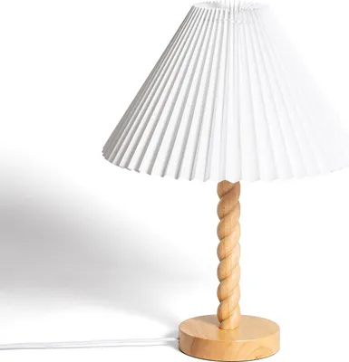 Produktbild von Tischlampe Holz und Stoff Moorea Weiß