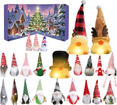Produktbild von Zwergen-Adventskalender 2025, 24-tägiger Weihnachts-Countdown-Kalender mit 24 Sammelfiguren, leuchtenden Zwergen-Ornamenten für die Inneneinrichtung