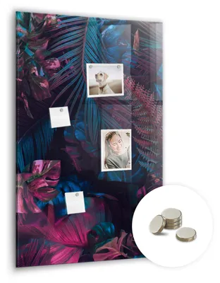 Produktbild von Dekorative Magnettafel 60x90 cm - Magnetwand - für Fotos, Karten und Notizen - Fotowand - Memoboard - Magnetpinnwand - Wanddekoration - Tropische Blätter