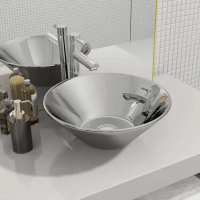 Immagine prodotto di The Living Store Lavabo 42 x 14 cm in ceramica argento