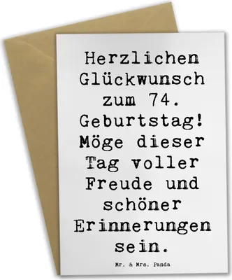 Produktbild von Mr. & Mrs. Panda Grußkarte Spruch 74. Geburtstag Freude - Weiß - Geschenk, Lächeln, Geburtstagsgeschenk, Klappkarte, Geburtstagsfeier, osterkarte, Glückwünsche, feiern