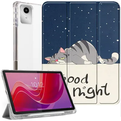 Image de Coque pour Lenovo Tab M11 2024, Protection Anti-Rayures avec Porte-Stylet - Motif Chat