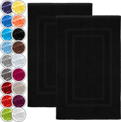 Produktbild von Badematte Badvorleger 2er Pack 50x80cm, 100% Baumwolle, Schwarz