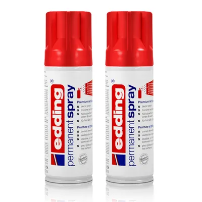 Produktbild von 2x edding Permanent Spray verkehrsrot glänzend 200 ml Premium Acryllack, RAL 30