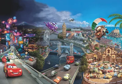 Produktbild von Disney Fototapete Cars Blau, Rot und Beige - 612206 - 368 x 254 cm