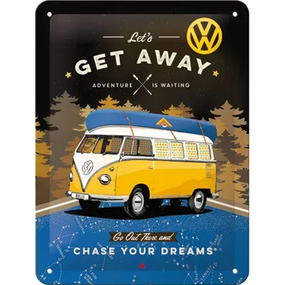 Produktbild von Nostalgic-Art - Blechschild 15x20 cm - Volkswagen - VW Bulli - Let's Get Away Night