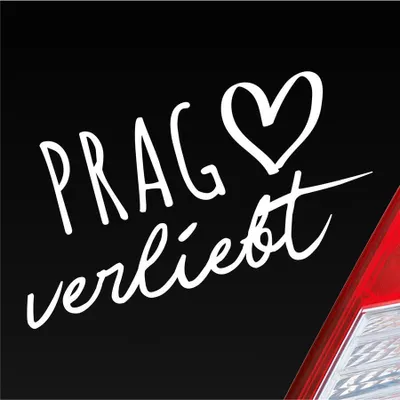 Produktbild von Auto Aufkleber Prag verliebt Herz Stadt Heimat Liebe Car 19x10 cm Weiss Matt Sticker Heckscheibenaufkleber