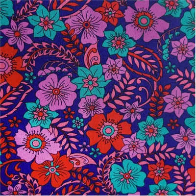 Baumwoll-Stoff Blumen ab 1m x 148 cm Popeline Fahnentuch Sommerstoff Oeko-Tex marine