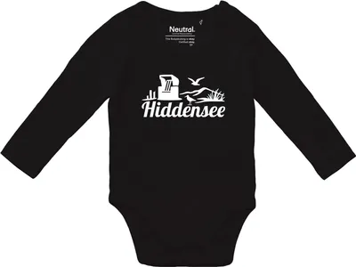 Produktbild von Huuraa Baby Body Hiddensee Strandmotiv 80 Black  Baumwolle Fairtrade Langarmbody Geschenkidee