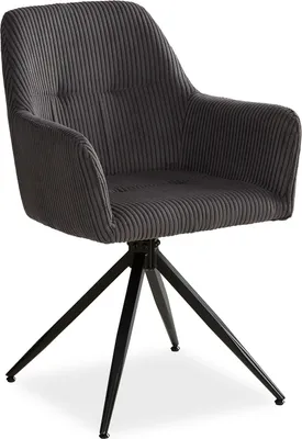Image de Chaise de Salle à Manger Moderne Velours Côtelé Gris Design Chaise de Cuisine Chaise pas Cher Fauteuil Rembourrée