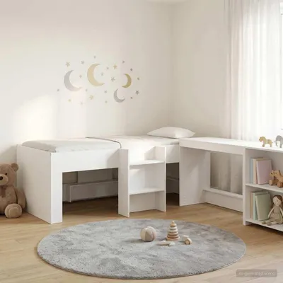 Obrázek produktu pro Maison Exclusive – Dětská patrová postel s psacím stolem, bílá, 80 x 200 cm