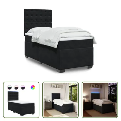 Produktbild von The Living Store Boxspringbett mit Matratze Schwarz 80x200 cm Samt