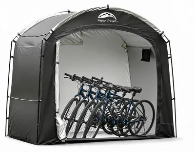 Produktbild von Fahrradzelt - Fahrradgarage für 4–5 Fahrräder - 220x150x185 cm - Wasserdichtes 210D Oxford - UV-beständig - Schwarz