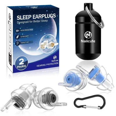 Produktbild von Ohrstöpsel zum Schlafen 2 Größen, Ultraweich, Lärmschutz 31dB, Wiederverwendbar, Seitenschläfer, Tiefschwarz + Hellblau