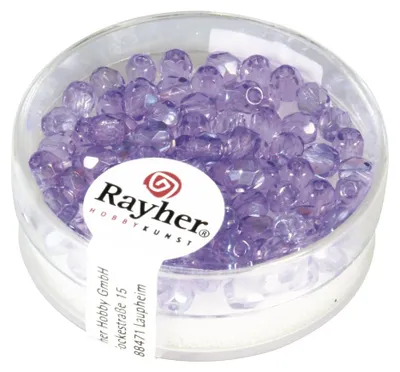 Image de Rayher, perles de verre polies, diamètre 4 mm, boîte de 100 pièces, référence 14200308, couleur lilas irisé