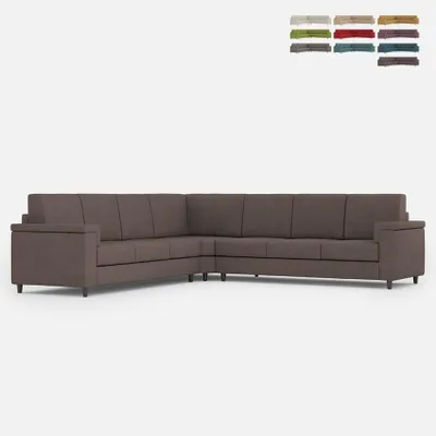Zdjęcie produktu dla Duży 7-osobowy narożnik w tkaninie 286x286 cm Marrak 18AG - Brązowy