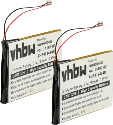 Produktbild von vhbw 2x Akku Ersatz für Jabra AHB412434PJ, 14192-00 für Wireless Headset Kopfhörer (230 mAh, 3,7 V, Li-Polymer)