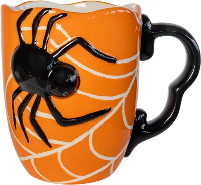 Produktbild von Große Halloween Tasse mit schwarzer Spinne & Spinnennetz 12 cm