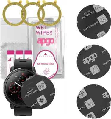 Produktbild von apgo 3 Stück Schutzglas, Matt, kompatibel mit Amazfit Stratos Smartwatch, Hybrid 8H, Ersatz für Hartglas, Displayschutzglas, Bildschirmschutz, Displayschutz, kratzfest