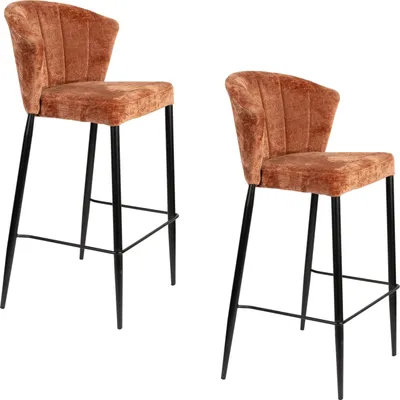 Produktbild von Dutchbone Georgia Barhocker mit Rückenlehne 73 cm Orange - 2 er Set