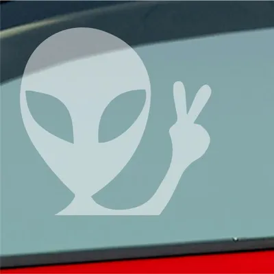 Produktbild von Auto Aufkleber XL Alien Außerirdischer Peace E.T. ET 20x20 cm Milchglas Sticker Heckscheibenaufkleber
