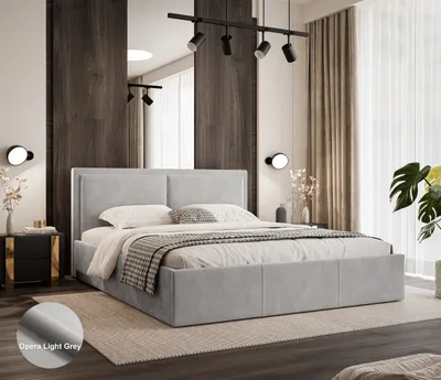 Obrázek produktu pro GUTTO Čalouněná postel 180x200 šedá Světle šedá sametový samet samet s úložným boxem a úložným prostorem
