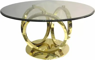 Produktbild von Casa Padrino Designer Esstisch mit Glasplatte Gold Ø 150 cm - Esszimmer Möbel