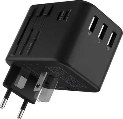 Obrázek produktu pro Cestovní adaptér Rolling Square World Plug l Univerzální cestovní zásuvka s rychlonabíjením 35,5 W - 3 USB a 2 USB-C s funkcí Power Delivery a rychlého nabíjení