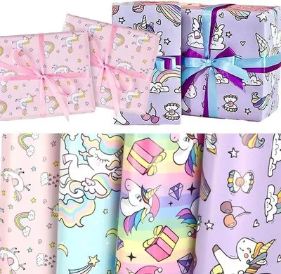 Obrázok produktu pre Darčekový papier pre dievčatá, 4 listy, farebný, narodeniny