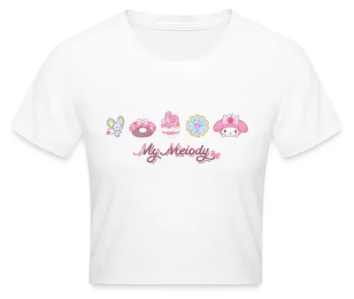 Produktbild von Spreadshirt My Melody Mit Flat Und Gebäckstücken Crop Top, XL, Weiß