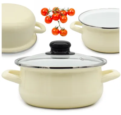 Zdjęcie produktu dla Garnek 3,5L Emaliowany z Pokrywką Uchwytami Tradycyjny do Zup Kremowy 22cm