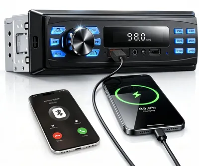 Produktbild von 1DIN Autoradio mit Bluetooth, Freisprechanlage, FM-Radio und Uhranzeige