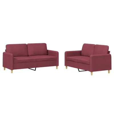 Immagine prodotto di vidaXL set divano 2 pezzi con cuscini in tessuto rosso vino