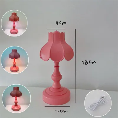 Image de Lampe de bureau Retro Lotus Leaf Ingenious 3 Light Sources Small Table Night Lamp for Girls Bedroom Rose Red