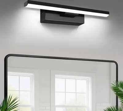 Produktbild von LED Spiegelleuchte Badwand 330°Drehbar Lampe Badezimmer,30cm 6W 600LM Badezimmer Lampe Kühles Weiß Licht Wand Lampen für bad,Spiegellampen,Schminktisch Beleuchtung Schwarz