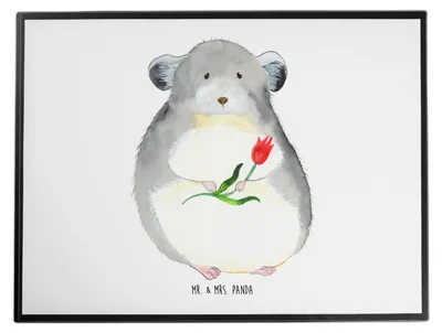 Produktbild von Mr. & Mrs. Panda Schreibunterlage Chinchilla Blume - Weiß - Geschenk, Liebeskummer, Tiere, schreibtischunterlage, Chinchillas, tischpad, Schreibtischauflage, Büro, Chaos
