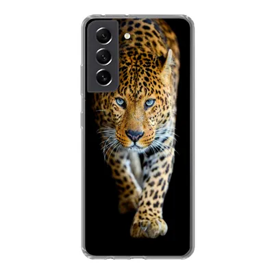 Produktbild von MuchoWow® Handyhülle Schutzhülle Hülle für Samsung Galaxy S21 FE Leopard - Tiere - Porträt - Wildtiere - Schwarz Silikon Softcase Handy Hülle - Mobiltelefonhülle