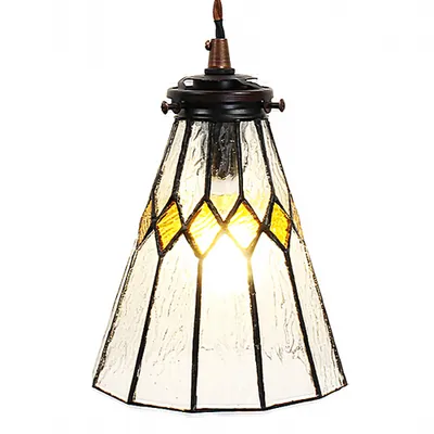 Zdjęcie produktu dla Clayre & Eef lampa wisząca Tiffany Ø 15x115 cm szkło przezroczyste