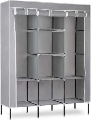 Zdjęcie produktu dla Massido 680101, duża szafa na odzież, wymiary: 45 x 130 x 175 cm, kolor: jasnoszary