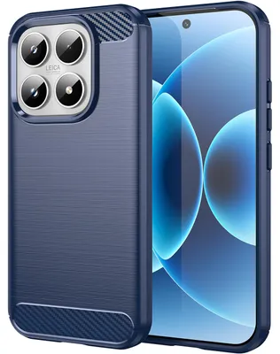 Produktbild von Hülle für Xiaomi 17, Carbon-Faser TPU Silikon Stoßfest Schutzhülle Blau