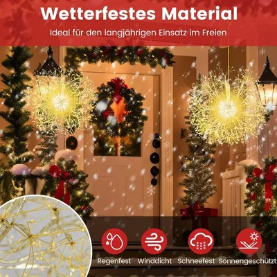 Obrázok produktu pre Vianočná svetelná guľa Balenie 2 LED gúľ na zavesenie vianočných svetiel pre vonkajšie a vnútorné zlaté