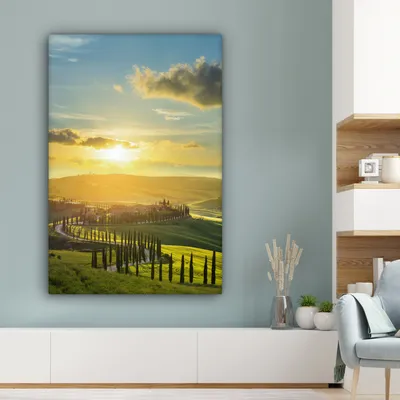 Produktbild von MuchoWow® - Leinwandbilder - Toskana - Sonne - Italien, Wandbild, Wanddeko Bilder Wohnzimmer, 80x120 cm