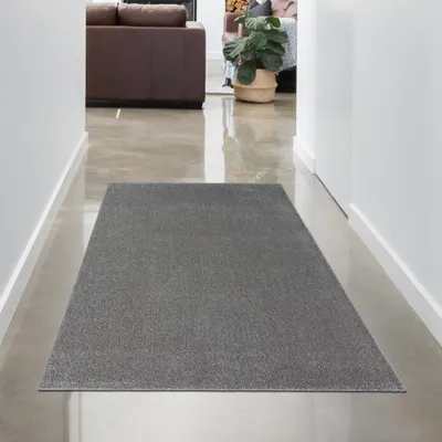 Produktbild von Teppich für Diele & Flur – langlebig – Unifarbe in grau Größe - 80 x 150 cm