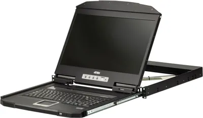 Produktbild von Aten 1U Short USB HDMI-Konsole mit spanischer Tastatur, CL3700NW-ES
