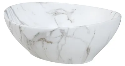 Immagine prodotto di Lavabo da appoggio ovale 41x33 cm in Vetroceramica bianca effetto marmo