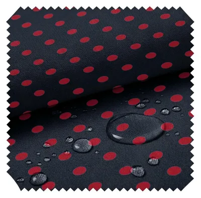 Produktbild von novely® OXFORD 210D - D10 Schwarz Rot Gepunktet - Bedruckter Polsterstoff - Outdoor Dekostoff - Wasserabweisende Reißfeste Meterware 1lfm